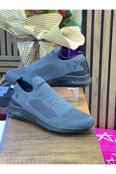 homiro Laceless Knitwear Sports Shoes-Gray