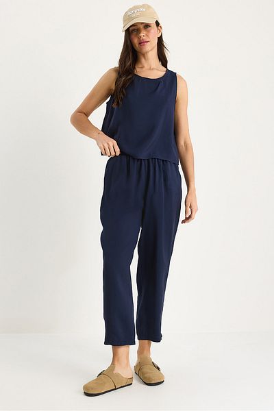 Bianco Lucci Women's Thick Strap Blouse Elastic Waist Pants Modal Suit 3089 60283231