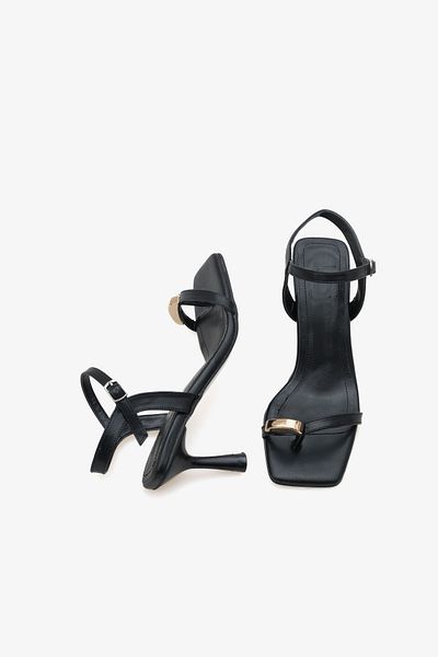 LOJO Women's Flip Flop Buckle Heeled Daily Sandals Feliy Black