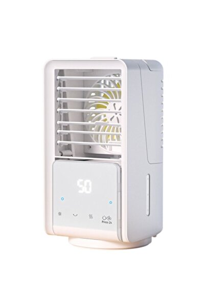 RARINCARE Mini răcitor de aer și umidificator RARINCARE, 700 ml, 3 viteze, ecran tactil, bază rotativă la 120°, lumină LED