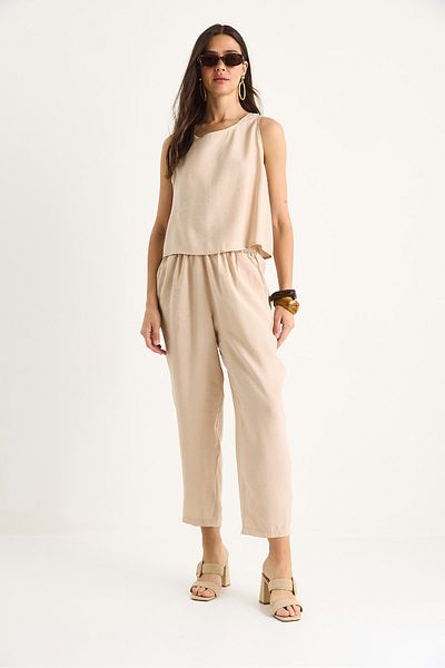 Bianco Lucci Women's Thick Strap Blouse Elastic Waist Pants Modal Suit 3089 60283231