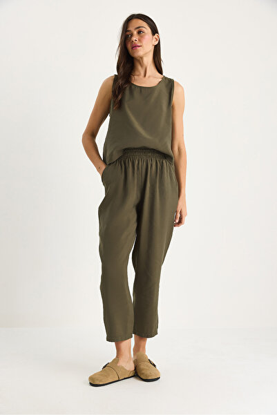 Bianco Lucci Women's Thick Strap Blouse Elastic Waist Pants Modal Suit 3089 60283231