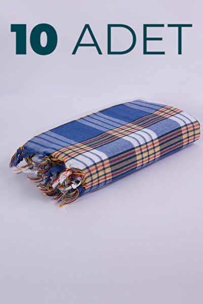 Homedius %100 Pamuk Mavi Hamam Peştemali 10'lu - 80 X 160 Cm