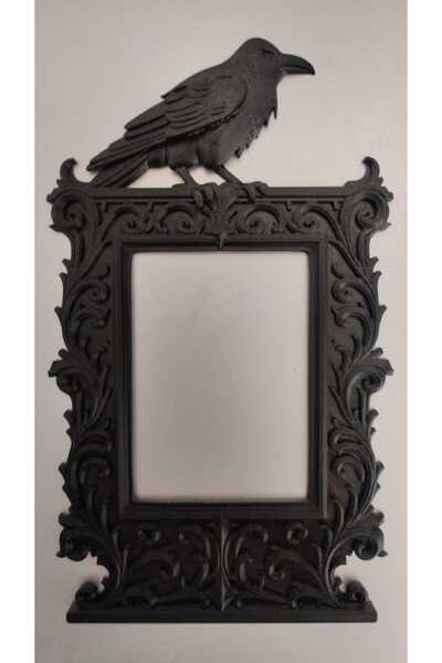 Pixelart3D Gotik Kuzgun Temalı Fotoğraf Çerçevesi Dekoratif Çerçeve Dekor