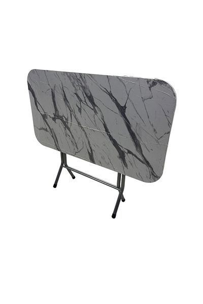 HARLEM Folding Table With Marble Melamine MDF Top, 60/90 Centimeters, 18mm Top