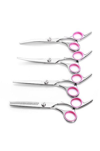 JustZEN Set of 4 Professional Scissors and 1 Pet Comb, ™, Black