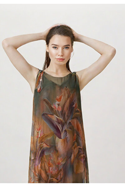 Metta's Shop İtalyan İpek Çiçek Desenli Elbise