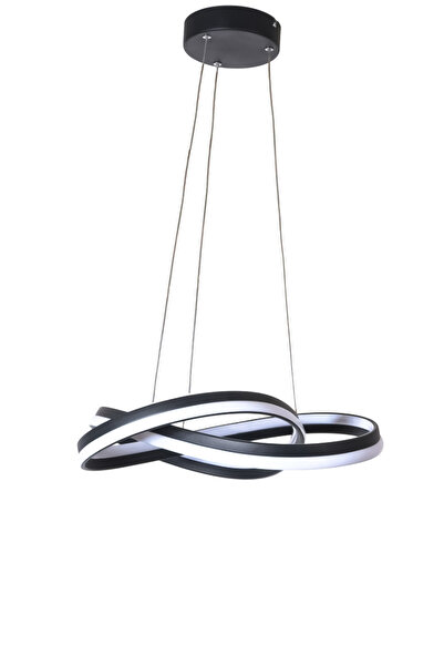 Fer Avize Polo Modern Tasarım Yatak Odası - Salon - Mutfak Siyah Renk Beyaz Ledli 2 li Avize