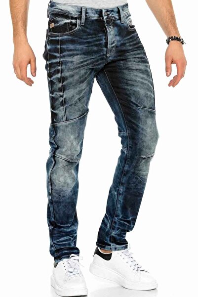 Cipo&Baxx Cd286 Decorative Stitched Washable Dark Men's Trousers