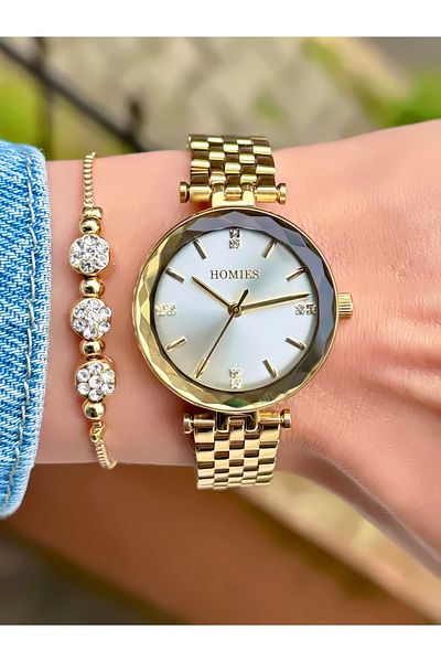 Homies Brand Women's Wristwatch.New Fashion Cutout Glass Stylish Design and Steel Band,2 Years Warranty