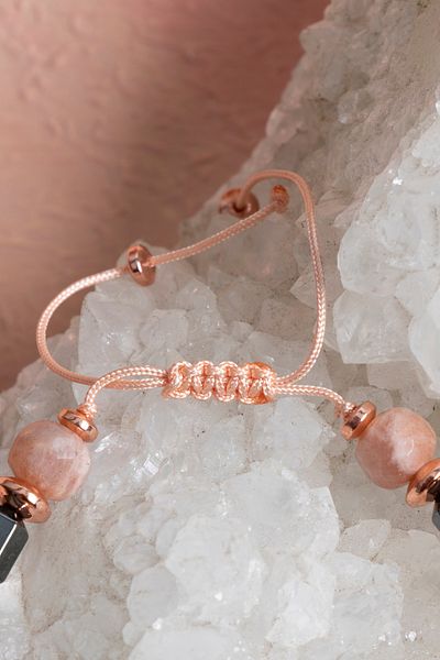 OSMANLI DOĞAL TAŞ Certified Sunstone and Hematite Natural Stone Bracelet