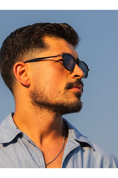 TomyHelf Rectangle Metal Black Frame Black Handle Black Glass Unisex Sunglasses