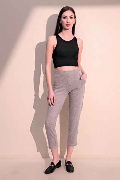 NEW LAVİVA Γυναικεία φούτερ με μαλακή υφή με ελαστική μέση σε πούδρα με τσέπες - ίσια κοπή και φορέστε