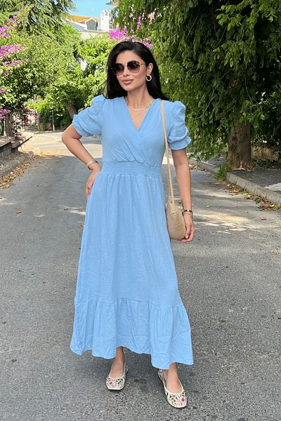 giyimmasalı Rochie din Tesatura Muslin - BEBE BLUE