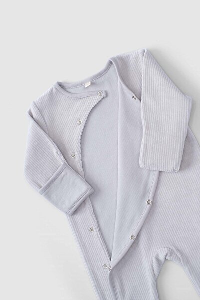 Little Gusto Corduroy Baby Rompers with Gloves and Booties Gray