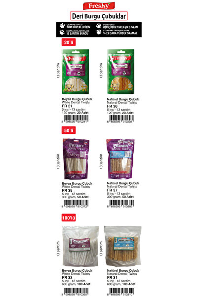 Freshy Dental Twists - Beyaz Burgu Çubuk - 100'lü Mega Paket -