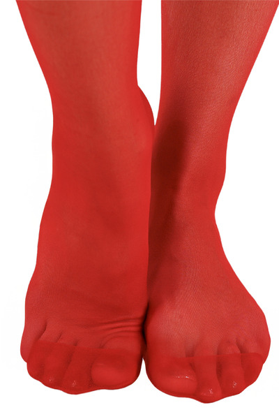 MySire Червени чорапи с жартиера над коляното - Здрави, гъвкави, червени дамски чорапи с подсилване на пръстите