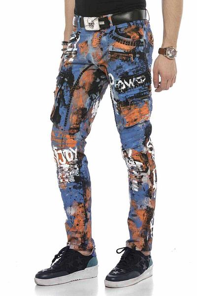Cipo&Baxx Cd587 Πολύχρωμο ζωγραφισμένο Cargo Pocket Design Ανδρικό τζιν παντελόνι
