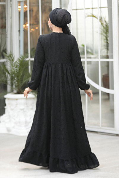 Neva Style Laced Black Hijab Dress 23201S
