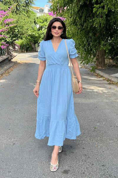 giyimmasalı Rochie din Tesatura Muslin - BEBE BLUE
