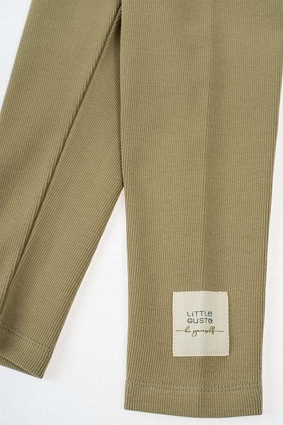 Little Gusto Camisole Ribbed Tights Kids Khaki Organic Cotton