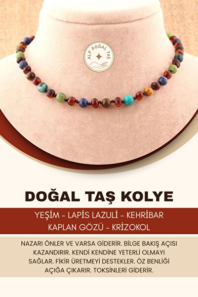 Alp Doğal Taş Doğal Taş Kolye Yeşim Lapis Kehribar Kaplan Gözü Krizokol M106