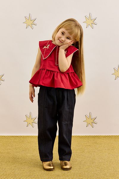 Fahhar Kids Peplum Shirt Red