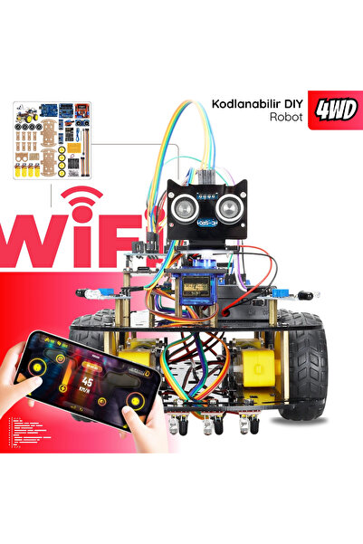 RoboThink Arduino Temelli 4 Teker Robot Araba Kodlama Seti 4wd-wifi (KUTULU V...