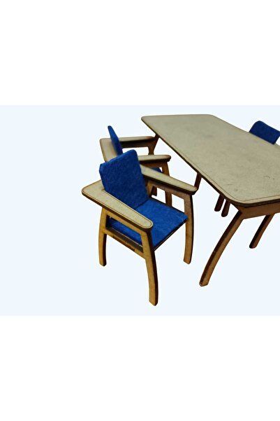 TLR hobi Minyatür Ahşap Dekoratif Yemek Masası Ve Sandalyeler Montaj Gerektirmez