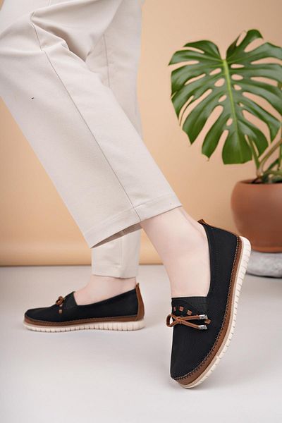 Nesil Shoes Дамски ежедневни обувки Selena 348 в черно и кафяво