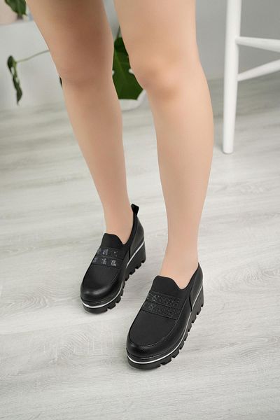 Nesil Shoes Wiss 520 Black Wedge Heel Women's Shoes