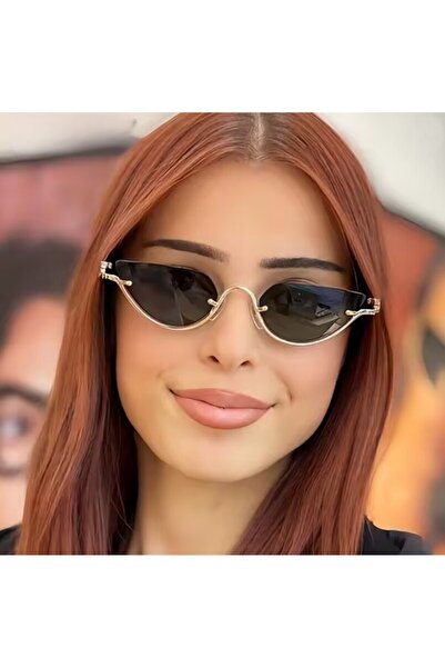 BluePepper GUPP نظارات شمسية سوداء Cateye إطار ذهبي 52 ekartman