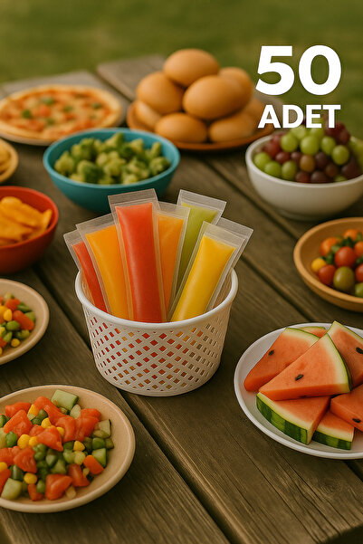 Dekals 50 Adet Buzella Poşeti Sızdırmaz Kilitli Dondurma Poşeti Ev Yapım Gıdaya Uygun Poşet