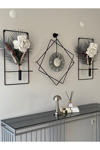 MetaQuartz Aksesuar Ferrero Füme Tamper Camlı Siyah Metal Kırılmaz Camlı Metal (MOBİLYA) Duvar Saati