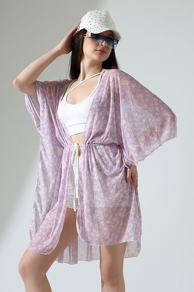 Esberin Front Lace Patterned Tulle Pareo