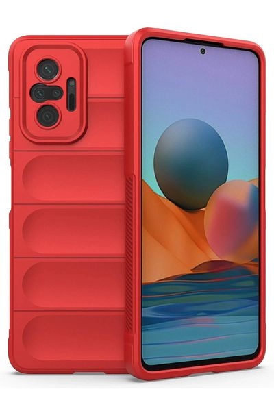 CepteToptan جراب هاتف Xiaomi Redmi Note 10 Pro مصنوع من السيليكون المثالي - أحمر - MKİ8262-8136