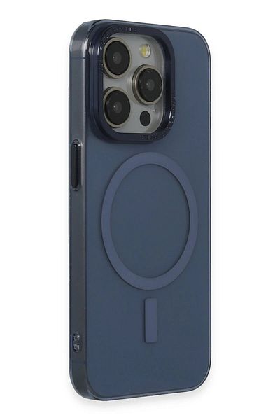 CepteToptan حافظة آيفون 15 برو أنكا PC Magneticsafe غطاء معدني صلب - أزرق داكن - MKİ7758-3449