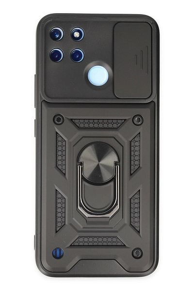 CepteToptan حافظة Realme C25Y من السيليكون مع حلقة عدسة Pars - أسود - MKİ4321-9625