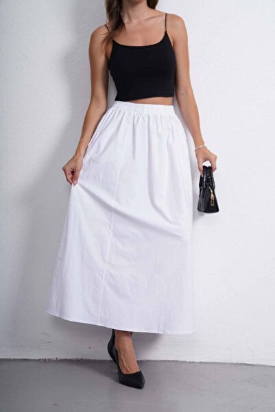 Gülmude Μακριά διπλή τσέπη Ελαστική μέση Βαμβακερό ύφασμα κατά του ιδρώτα Μήκος φούστας (90) εκ.