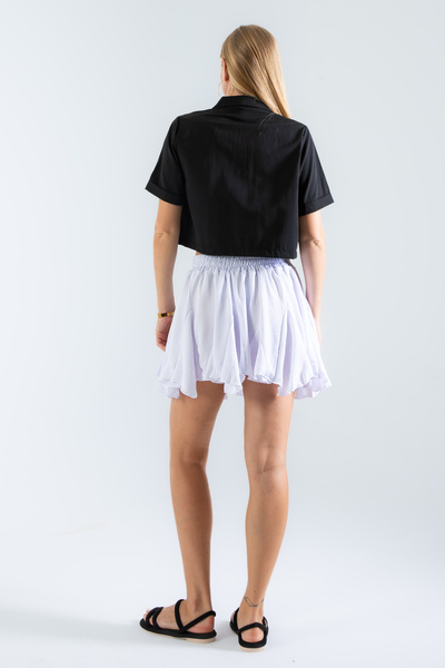 Space Fashion Optical White Elastic Waist Mini Skirt