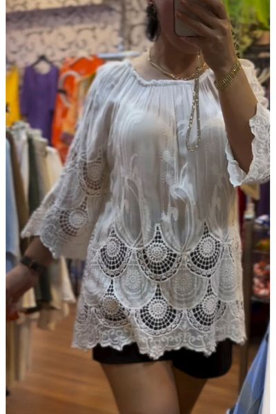 İTALYAN Italian Design Silk Embroidered Bluz