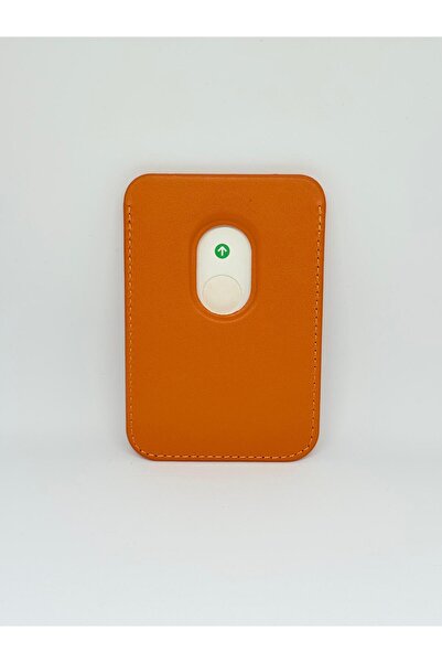 Store Turuncu_tüm Iphone Modelleri Ile Uyumlu Magsafe Özellikli Deri Manyetik Cüzdan Kartlık