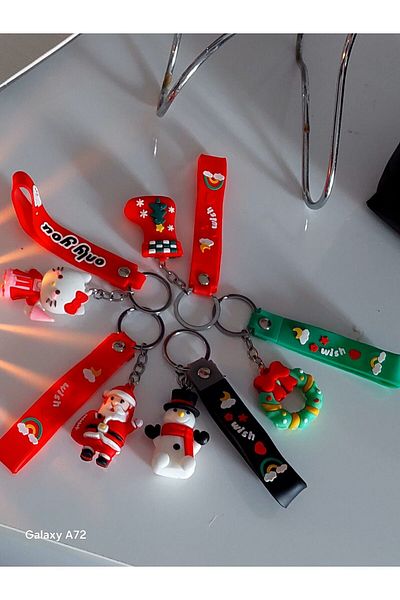 HISCOSMETIC Silicone Christmas Ornament' Character Keychain Bag Ornament (Piece of 2)