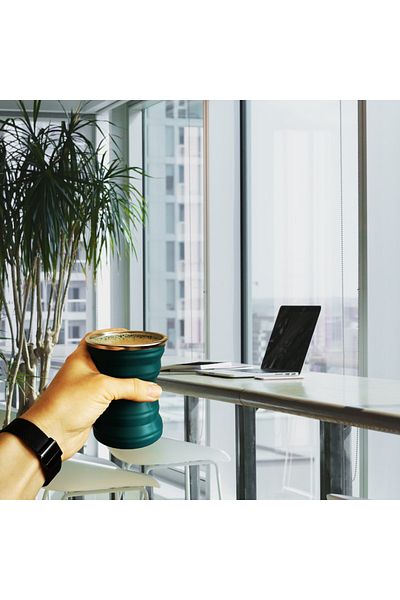 tzachebot Foldable mug, Tzachebot, for travel, office, camping, made of silicone, 320 ml, green