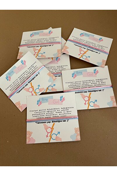 Glintist 10 Adet Bebek Cinsiyet Belirleme Partisi Tahmin Etme Bileklik Kartları