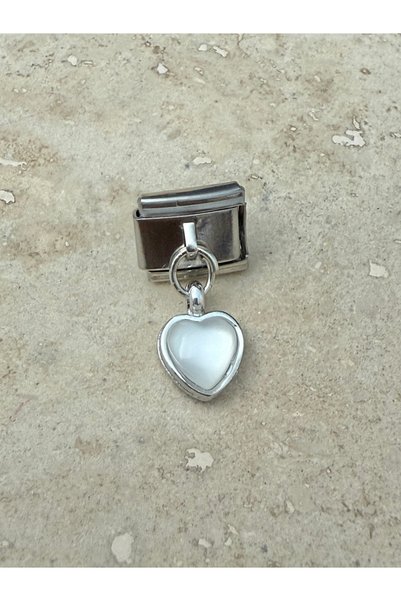 Snartun White Heart Italian Bracelet Steel Charm