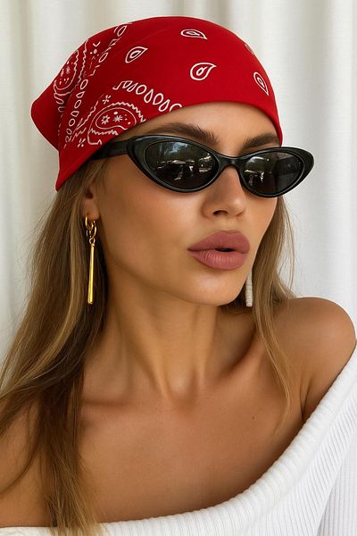 Goldmine Unisex Ethnic Patterned 100% Cotton Bandana Red