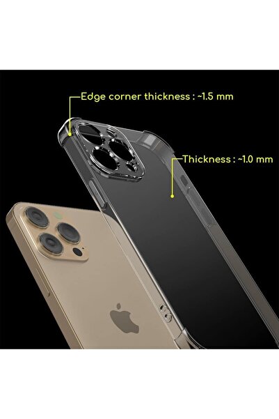 Fibaks Apple iPhone 16 Pro Max Case Antishock Shock Absorbing Camera Protection Flexible Transparent Silicone Cover