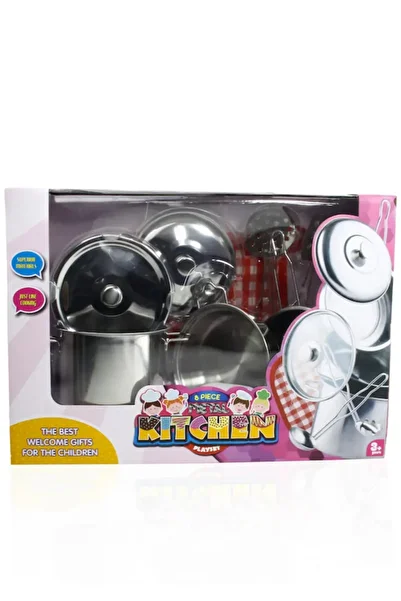 Boratila Toys 8 Piece Toy Steel Pot Pan Set
