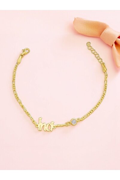 LITTLELUXE Gümüş Bebek Künyesi Altın Kaplama, Isimli Bebek Künye, Isimli Bebek Bileklik, Kız Çocuk Bileklik